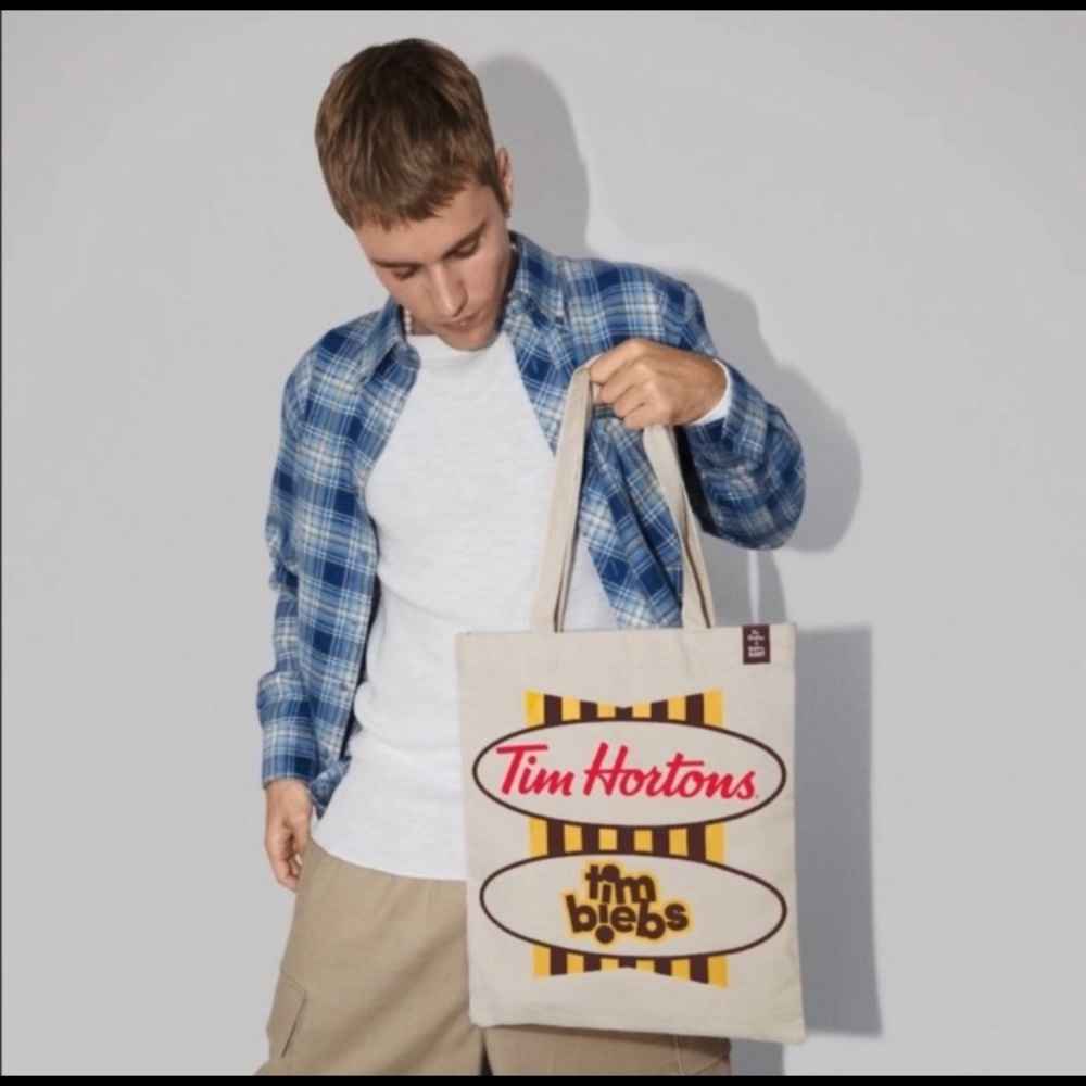 Justin Bieber Tim Biebs canvas Tote bag Tim Hortons